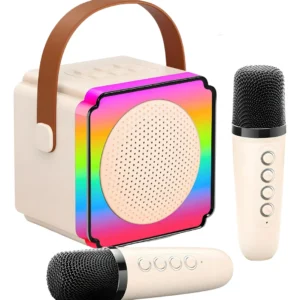 Parlante Portátil Led Rgb Bluetooth Karaoke 2 Micrófonos